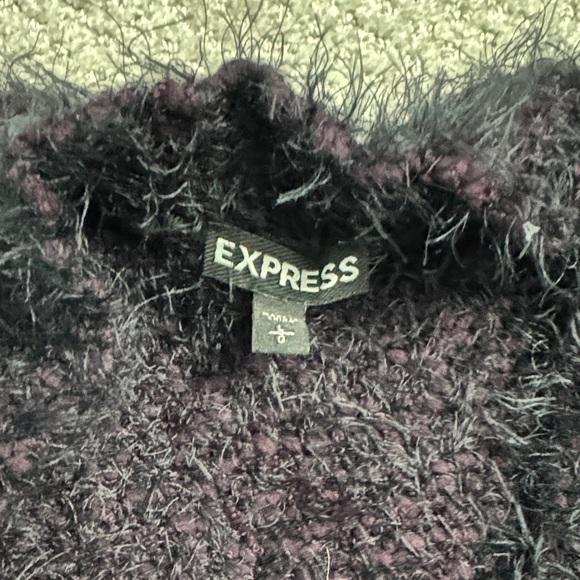 Express Women’s Black/Purple Knit Cardigan Sweater Sz L - Picture 2 of 5